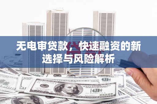 成安无电审贷款，快速融资的新选择与风险解析