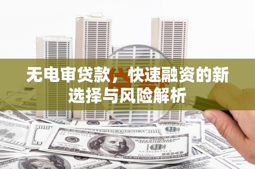 成安无电审贷款，快速融资的新选择与风险解析